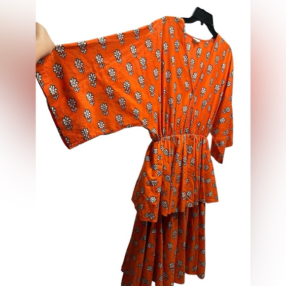 Rhode Orange Floral Print Midi Length Dress size S - Picture 6 of 12
